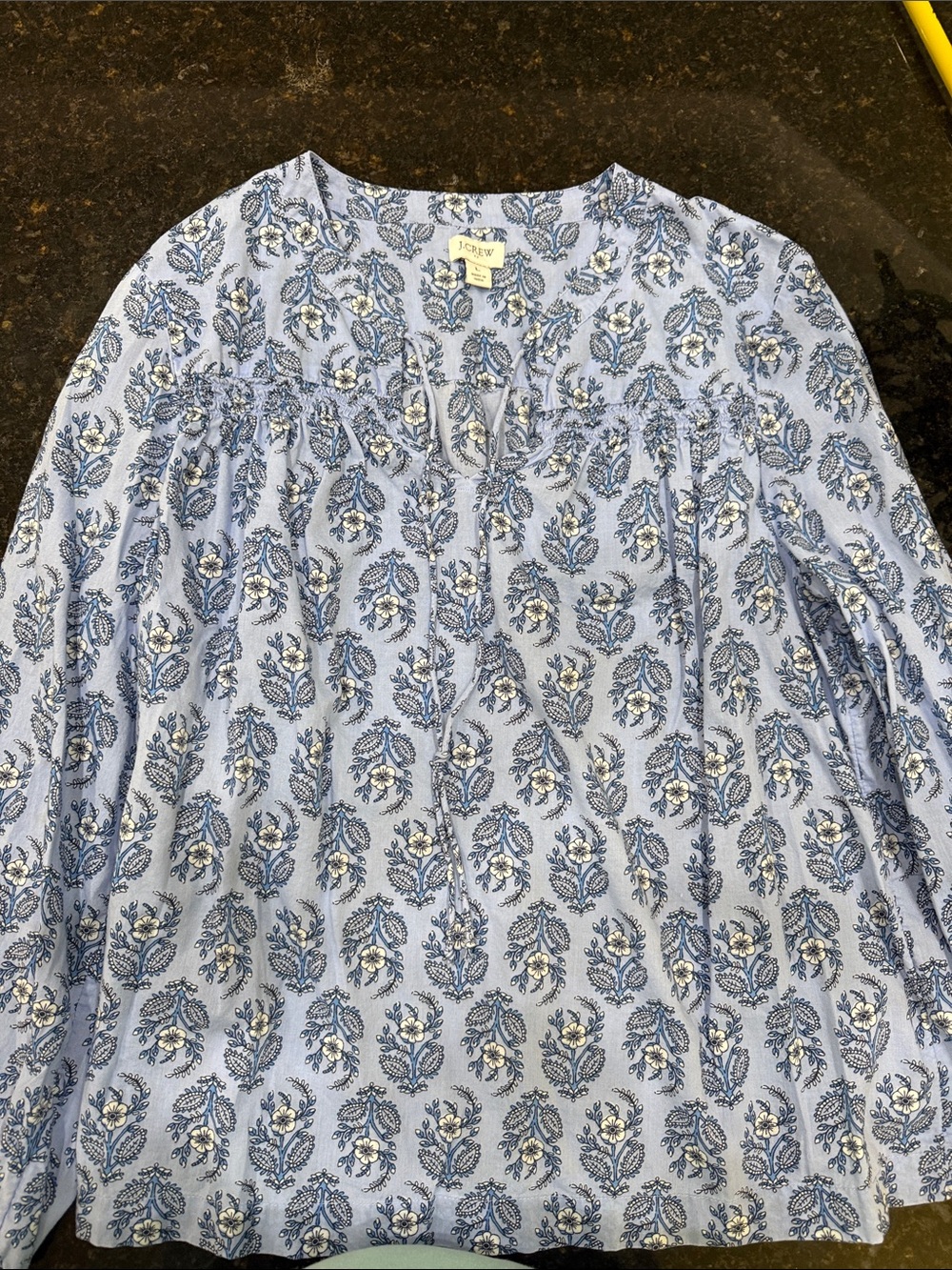 J. Crew Light Blue Floral Print Long-Sleeve Shirt